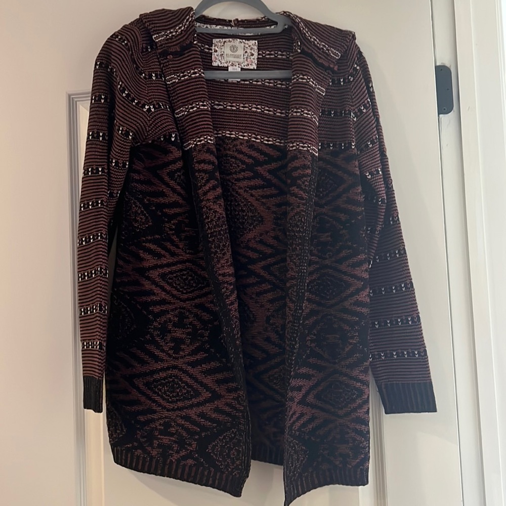 Multicolor hooded cardigan sweater